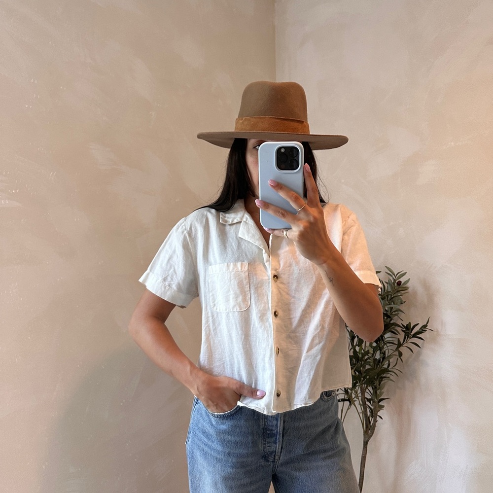 OAK AND FORT linen button up short sleeve
